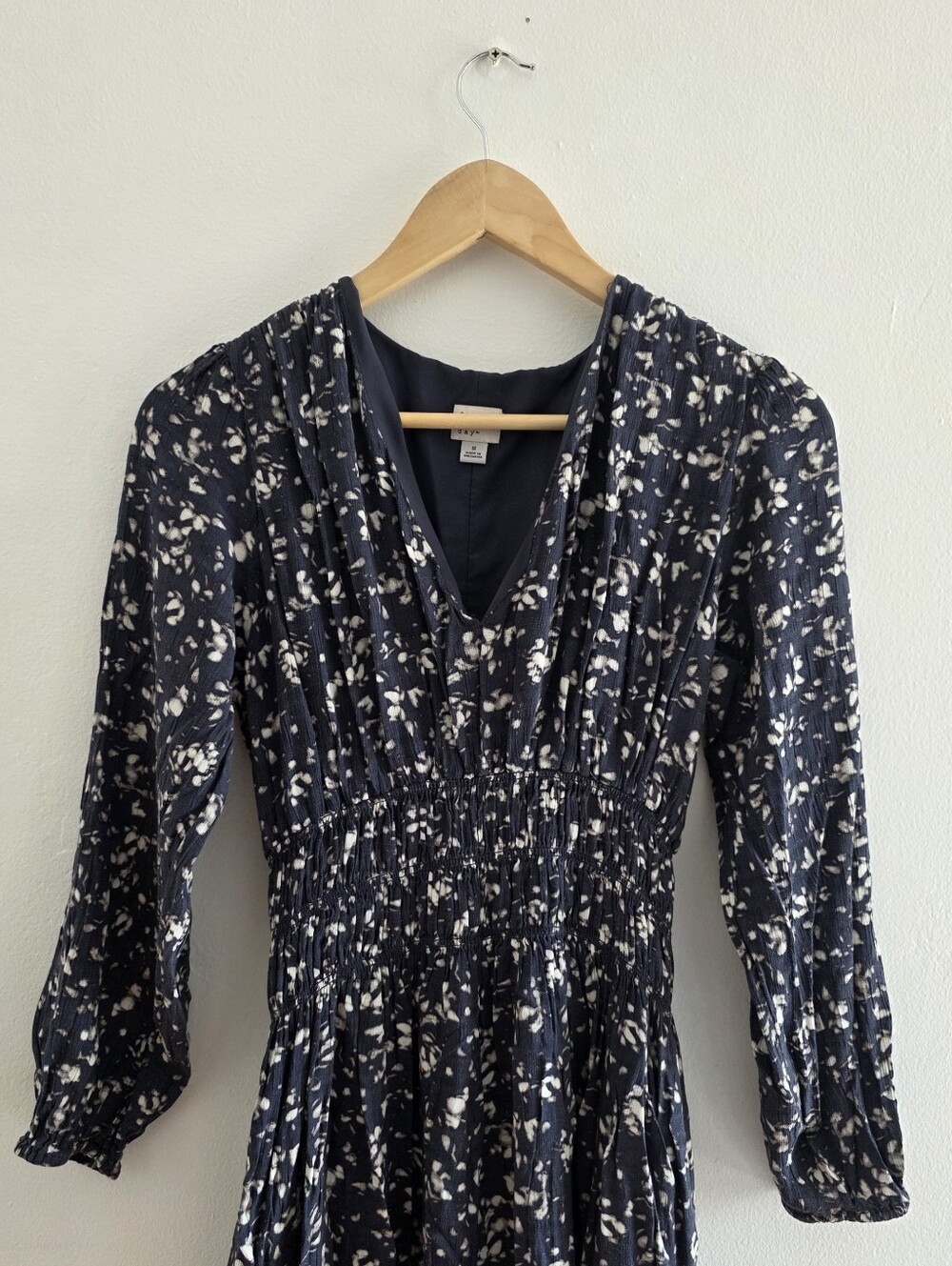 A New Day | Blue Floral Long Sleeved Midi Dress with Pockets